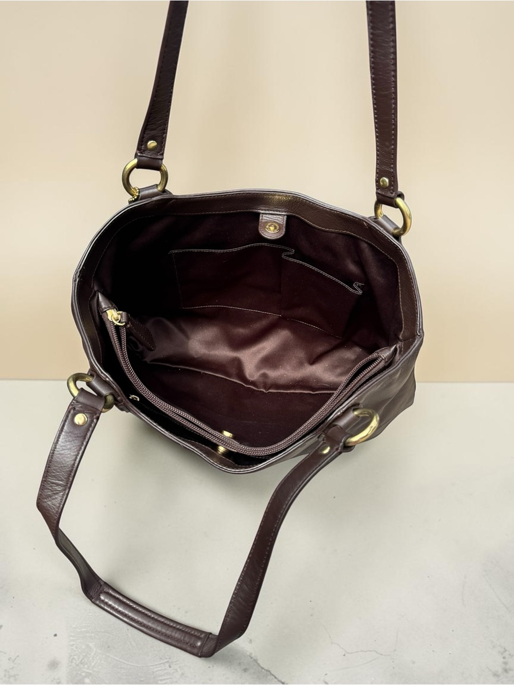 Vintage Coach Carryall - Brown Leather Shoulder Tote - Picture 7 of 9